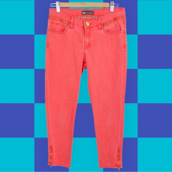 Lee Gold Label Vintage Zip Up Ankle Skinny Jeans Coral Pink - Picture 10 of 10